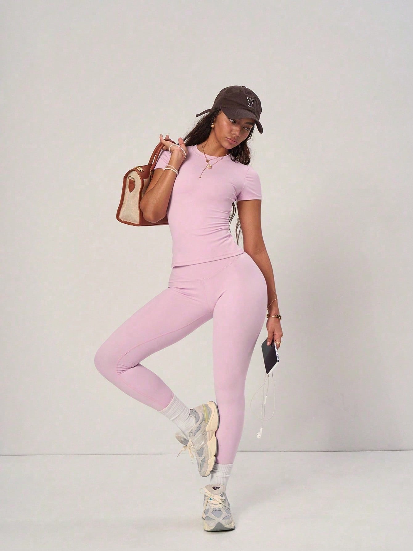 Pinktip "Pastel Pink Basic Crop Top & Shorts Set Breathable Cottonlinen Blend & Highwaist Loose Fit Summer Casual & Gym Essentials"