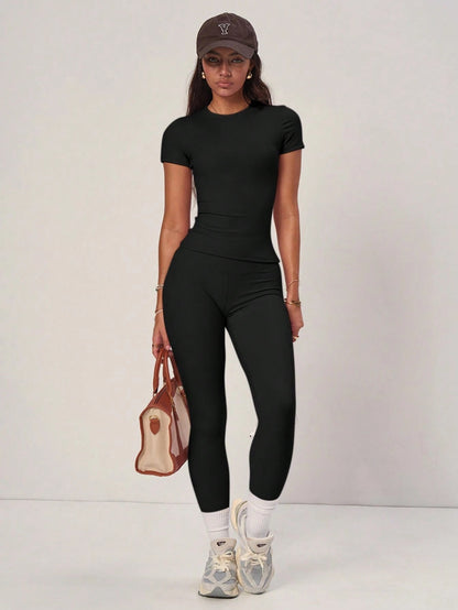 Pink Crop Top & Shorts Set