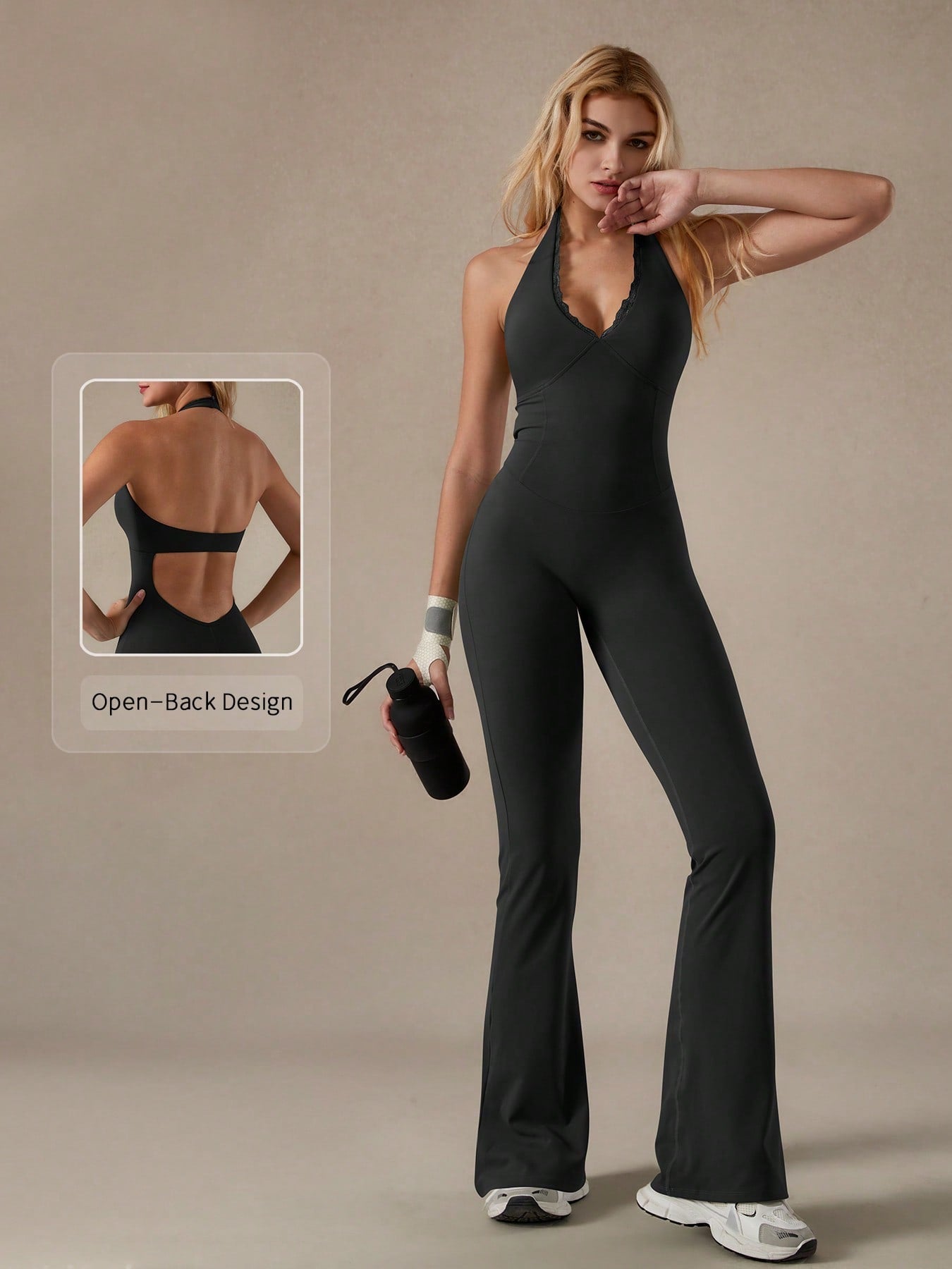 Ncmryu 1Pc Women'S Backless Halter Neck Elastic Jumpsuit