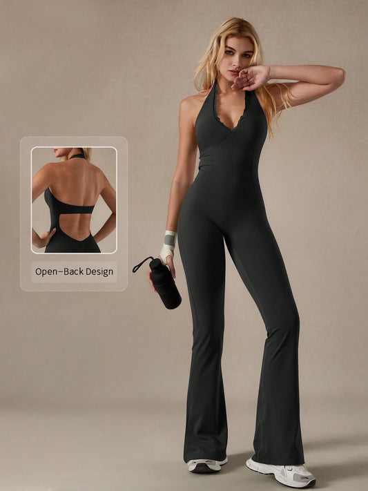 Ncmryu 1Pc Women'S Backless Halter Neck Elastic Jumpsuit